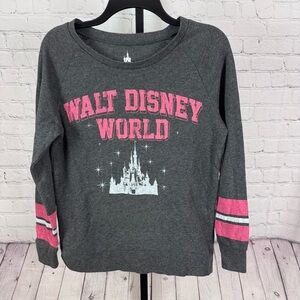 Walt Disney World Long Sleeve Lightweight Sweatshirt Gray Pink Size Small